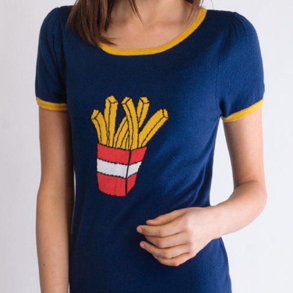 Mak Sweater Sweaters - Mak Sweater French Fries Short Sleeve Sweater L